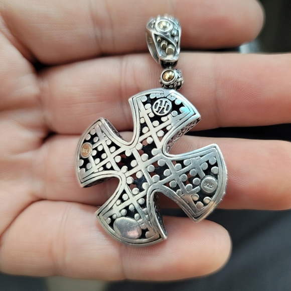 John Hardy 18kt Gold & Silver Dot Cross Large - Picture 2 of 8